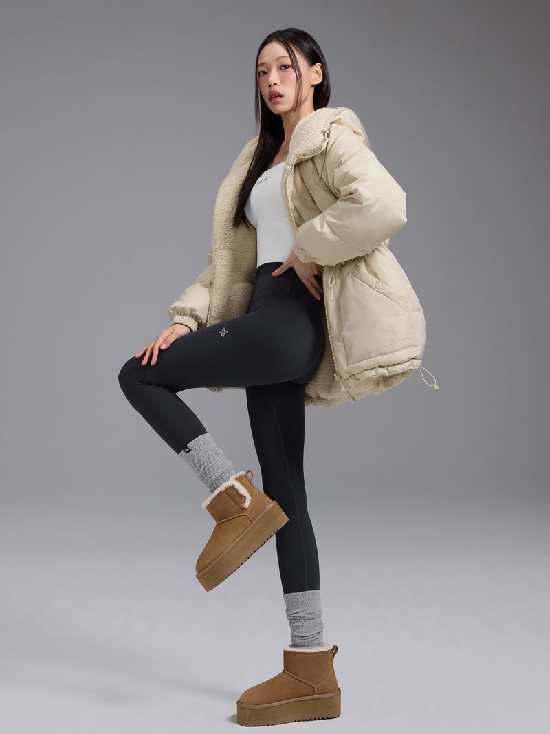 シェルパ 中綿入り リバーシブル フード付き ジャンパー