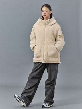 シェルパ 中綿入り リバーシブル フード付き ジャンパー