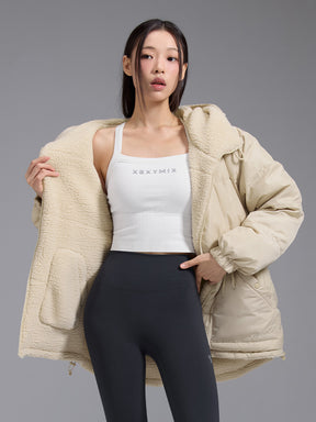 シェルパ 中綿入り リバーシブル フード付き ジャンパー