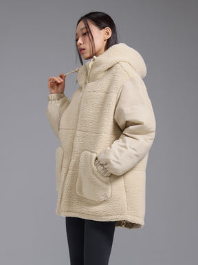 シェルパ 中綿入り リバーシブル フード付き ジャンパー