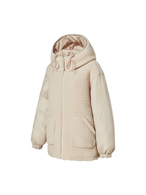 シェルパ 中綿入り リバーシブル フード付き ジャンパー