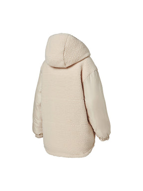 シェルパ 中綿入り リバーシブル フード付き ジャンパー