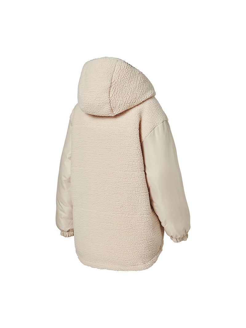 シェルパ 中綿入り リバーシブル フード付き ジャンパー