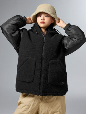 シェルパ 中綿入り リバーシブル フード付き ジャンパー