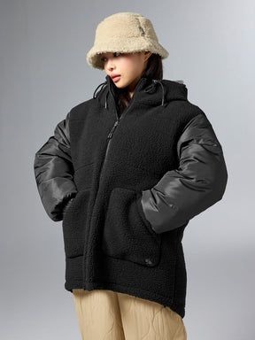 シェルパ 中綿入り リバーシブル フード付き ジャンパー