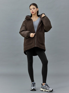 シェルパ 中綿入り リバーシブル フード付き ジャンパー