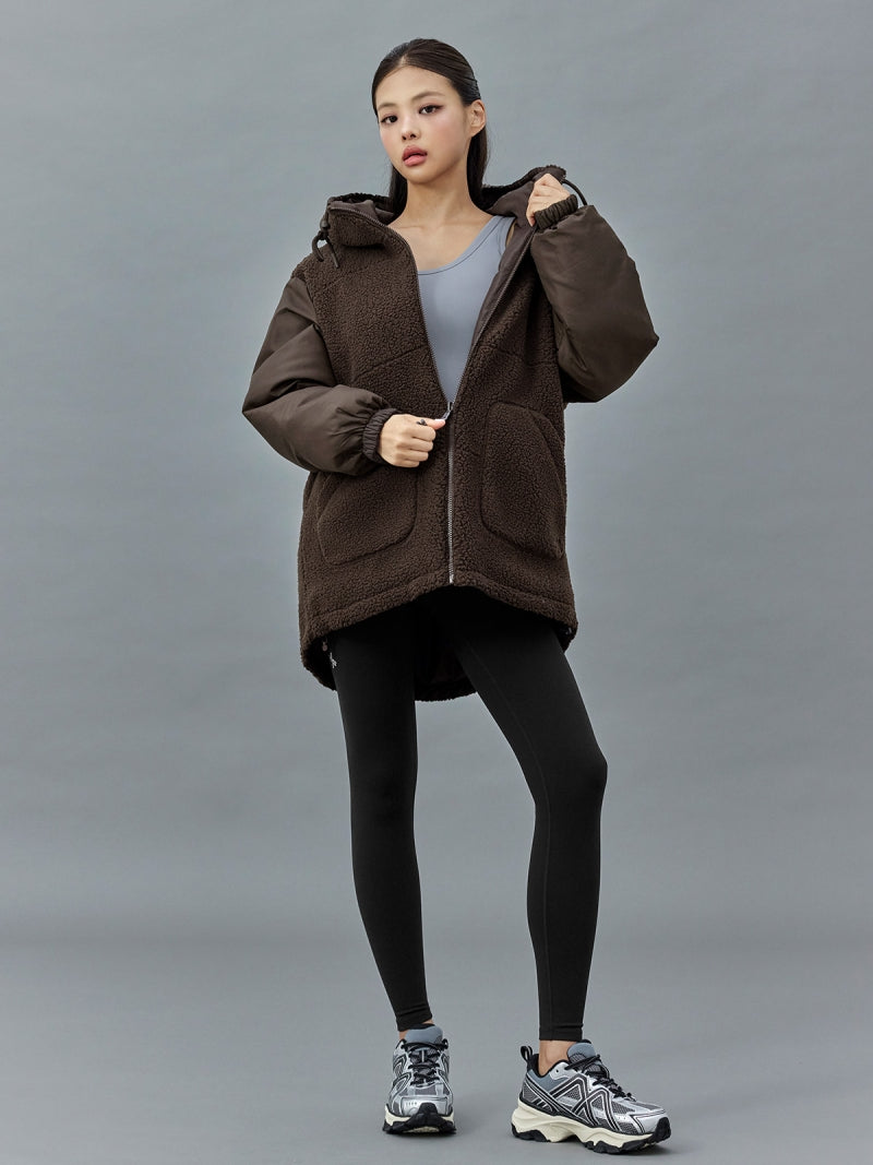 シェルパ 中綿入り リバーシブル フード付き ジャンパー