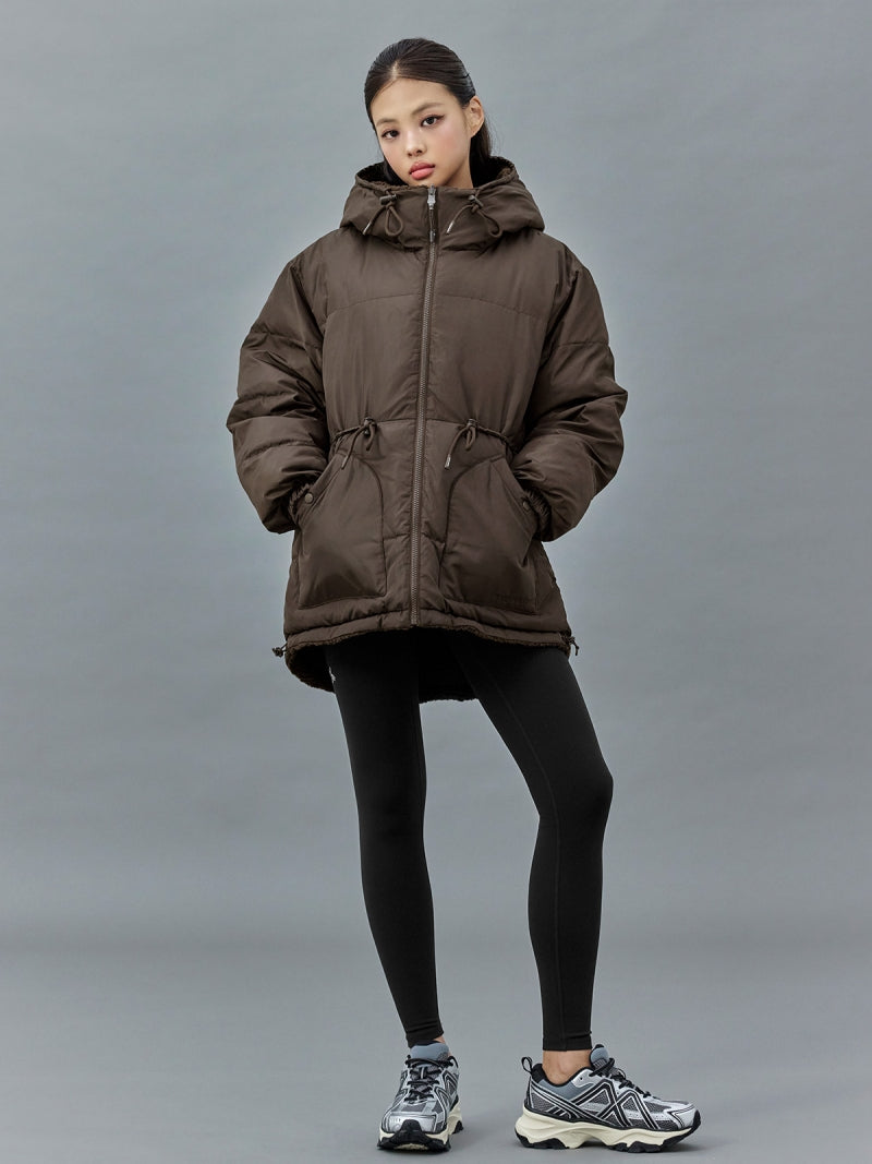 シェルパ 中綿入り リバーシブル フード付き ジャンパー