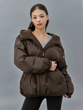 シェルパ 中綿入り リバーシブル フード付き ジャンパー