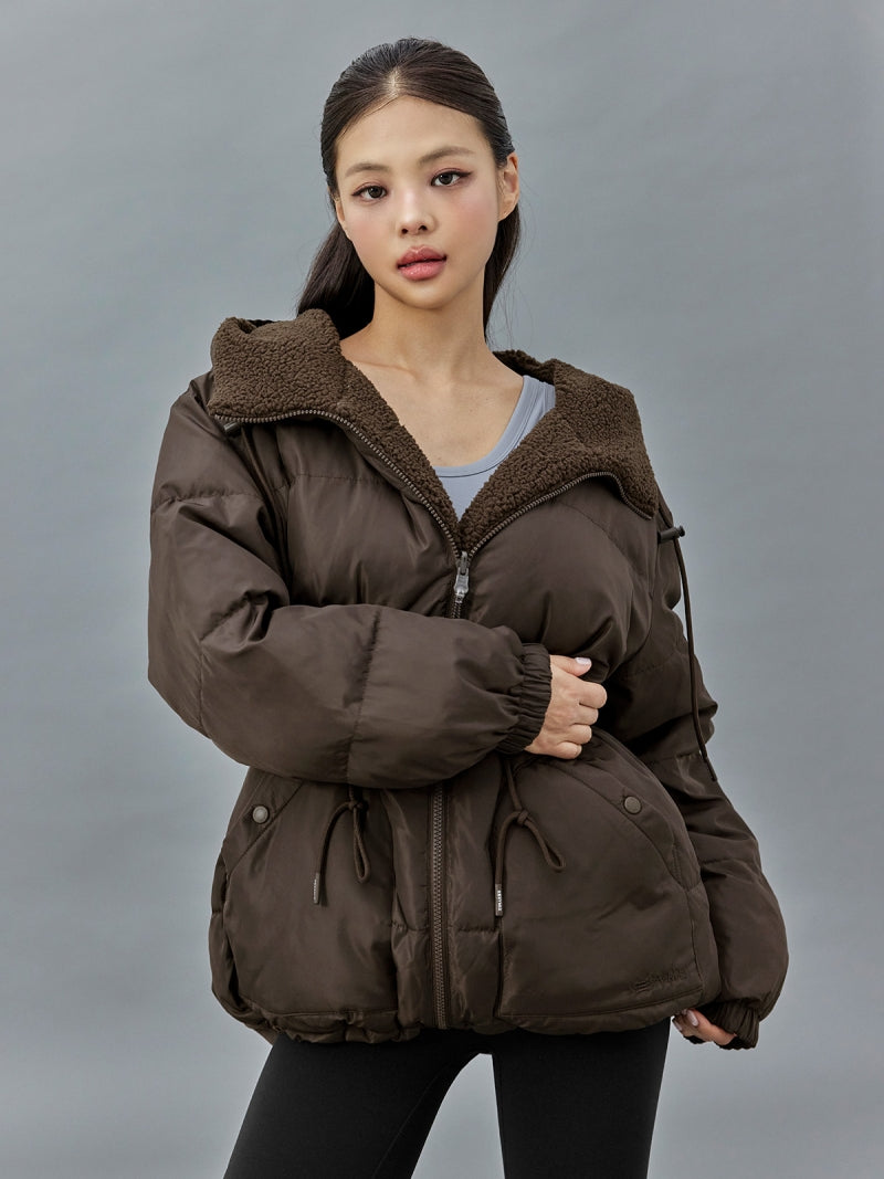 シェルパ 中綿入り リバーシブル フード付き ジャンパー