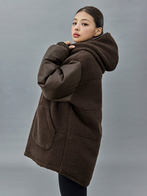 シェルパ 中綿入り リバーシブル フード付き ジャンパー