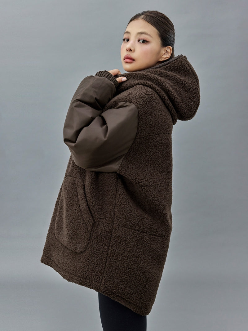 シェルパ 中綿入り リバーシブル フード付き ジャンパー