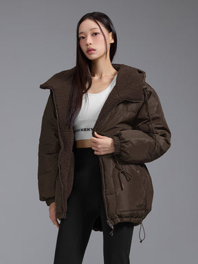 シェルパ 中綿入り リバーシブル フード付き ジャンパー