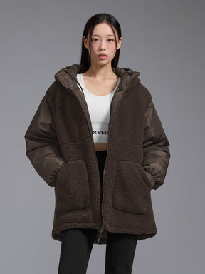 シェルパ 中綿入り リバーシブル フード付き ジャンパー