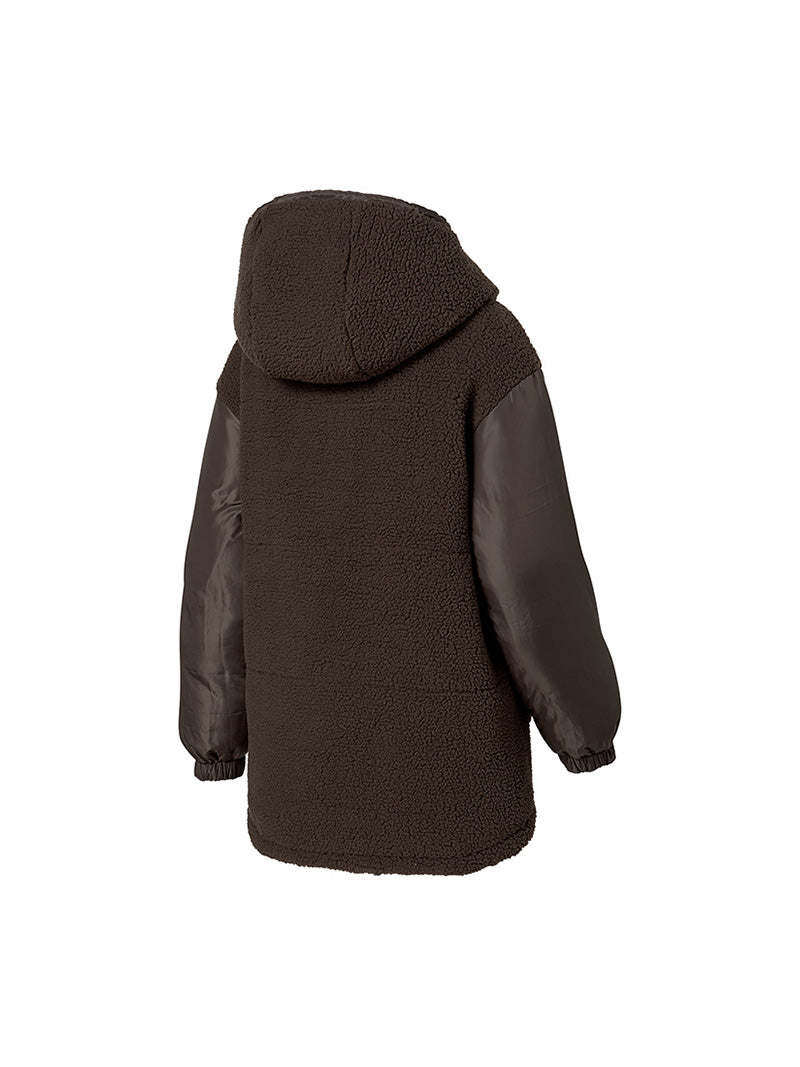 シェルパ 中綿入り リバーシブル フード付き ジャンパー