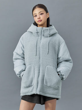 シェルパ 中綿入り リバーシブル フード付き ジャンパー