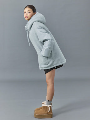 シェルパ 中綿入り リバーシブル フード付き ジャンパー