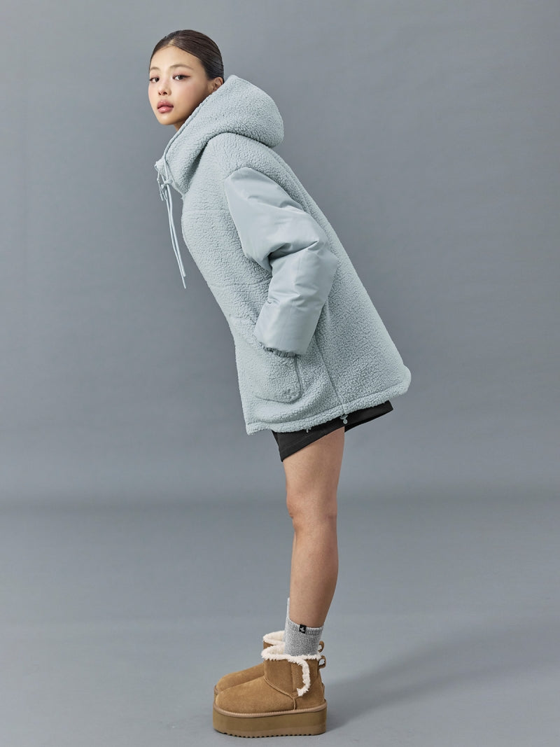 シェルパ 中綿入り リバーシブル フード付き ジャンパー