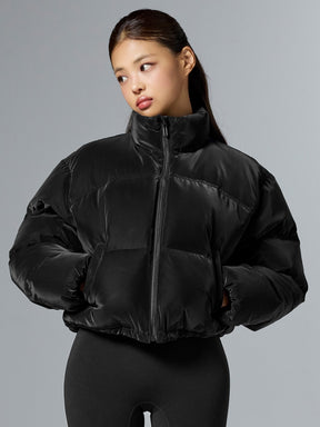 グロッシー クロップド丈 パフジャンパー