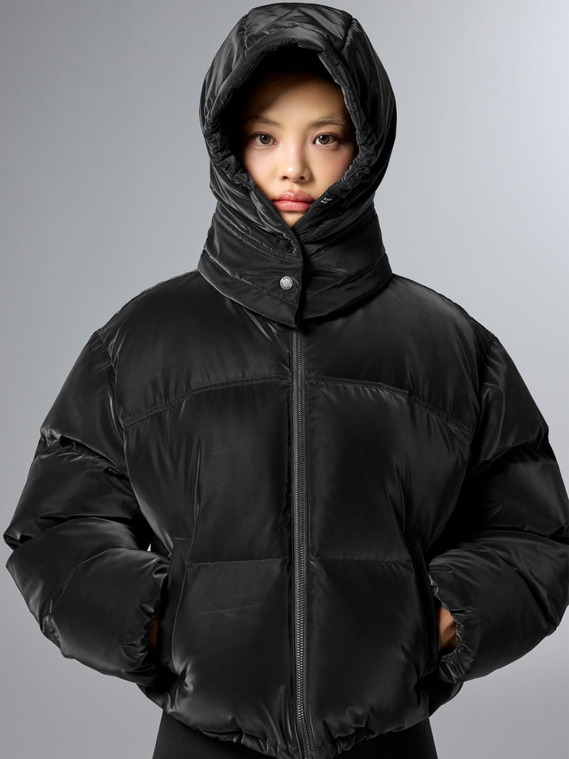 グロッシー クロップド丈 パフジャンパー