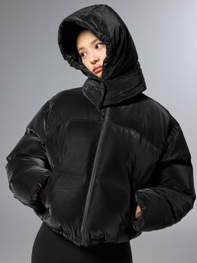 グロッシー クロップド丈 パフジャンパー