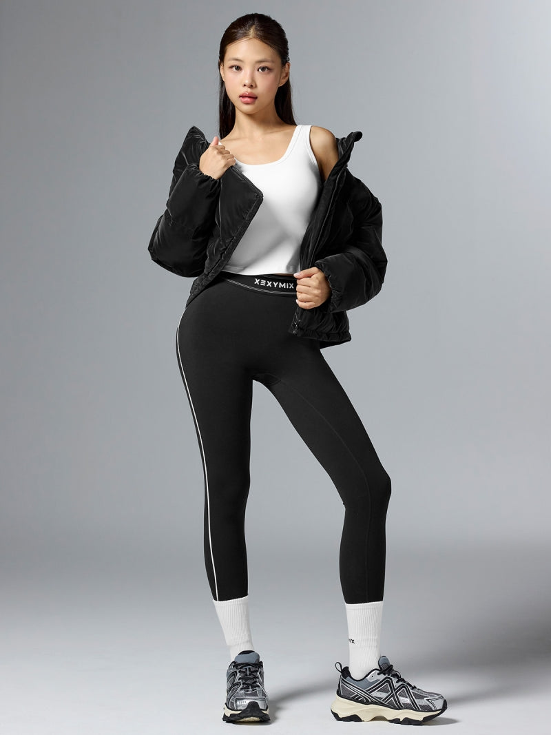 グロッシー クロップド丈 パフジャンパー