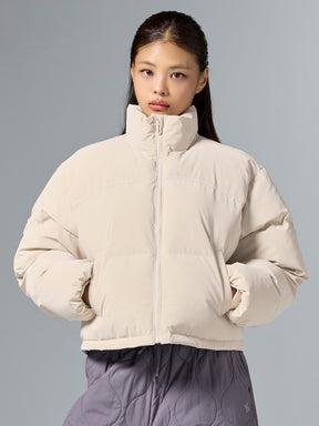 グロッシー クロップド丈 パフジャンパー