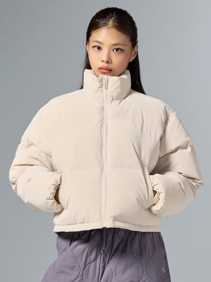 グロッシー クロップド丈 パフジャンパー