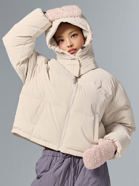 グロッシー クロップド丈 パフジャンパー