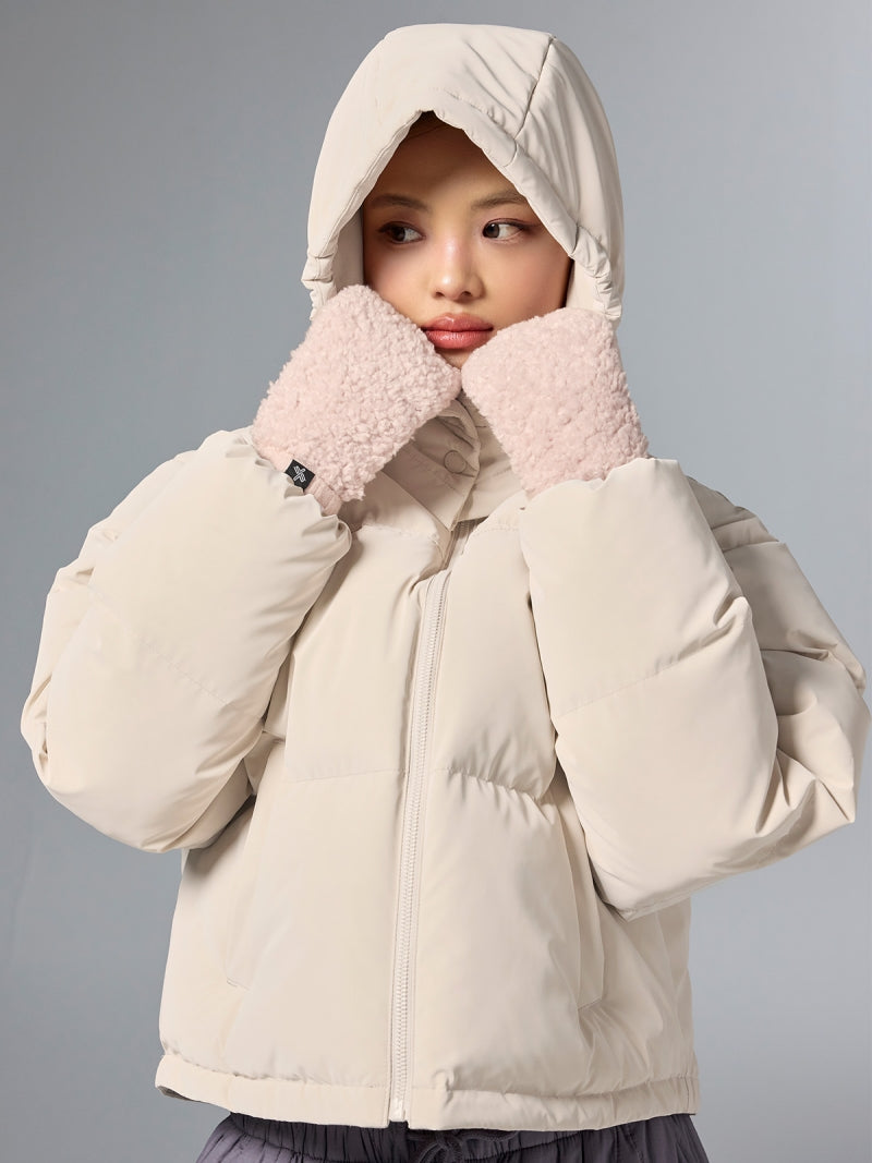 グロッシー クロップド丈 パフジャンパー