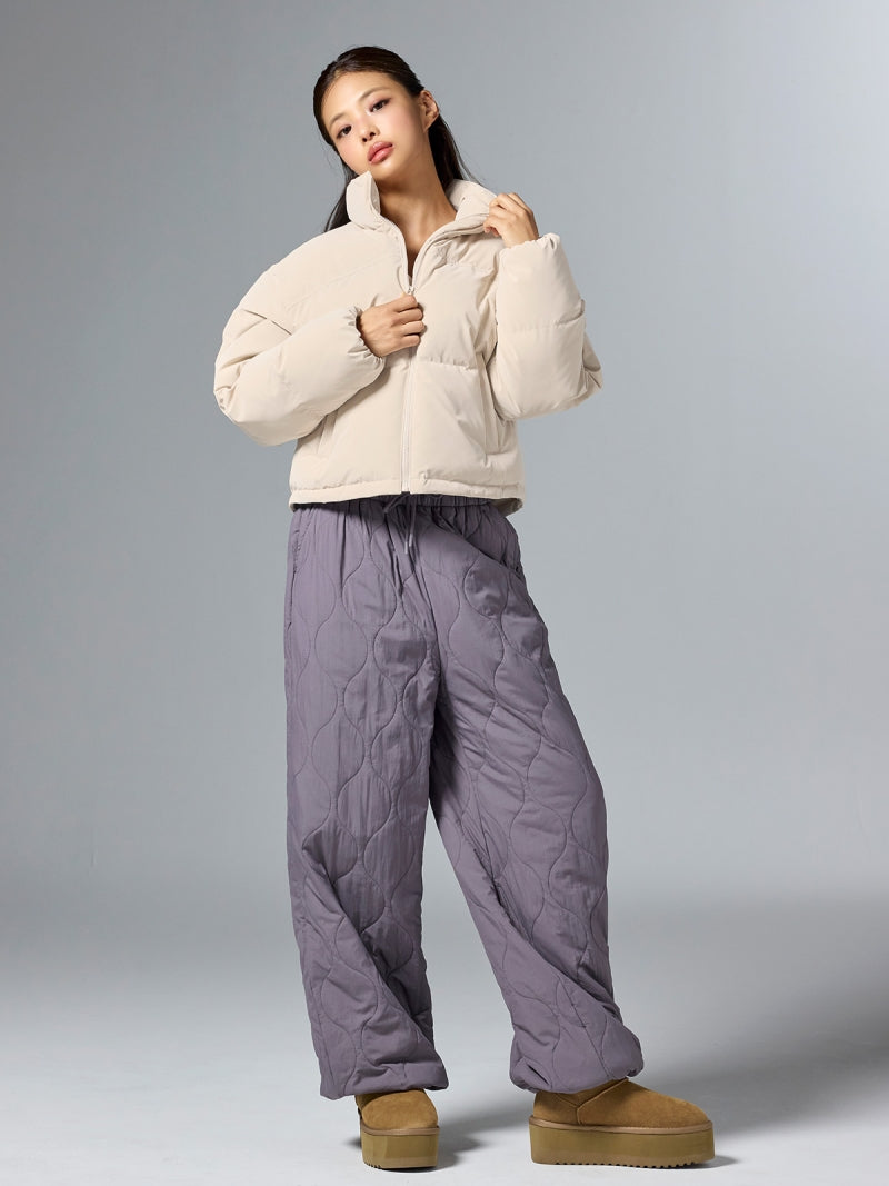 グロッシー クロップド丈 パフジャンパー