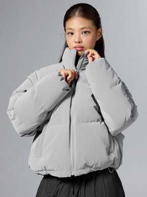 グロッシー クロップド丈 パフジャンパー