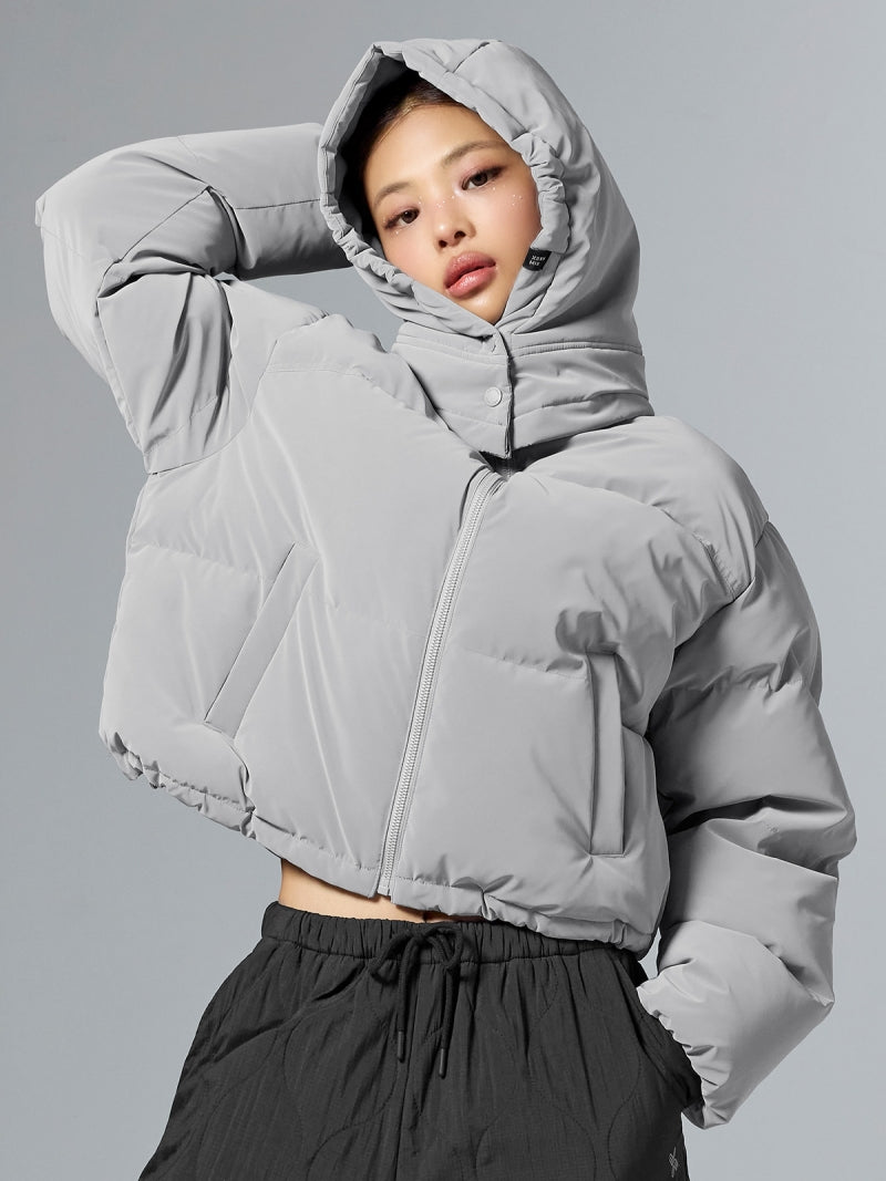 グロッシー クロップド丈 パフジャンパー