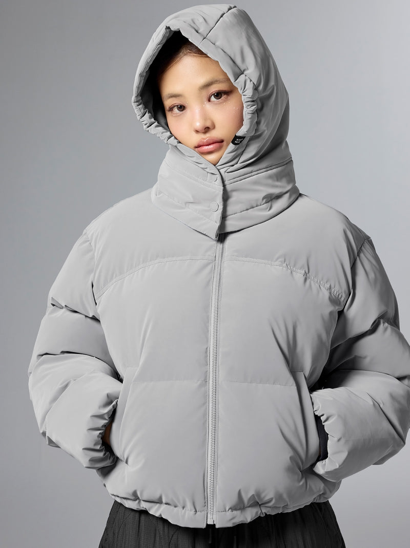 グロッシー クロップド丈 パフジャンパー