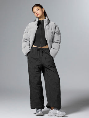 グロッシー クロップド丈 パフジャンパー