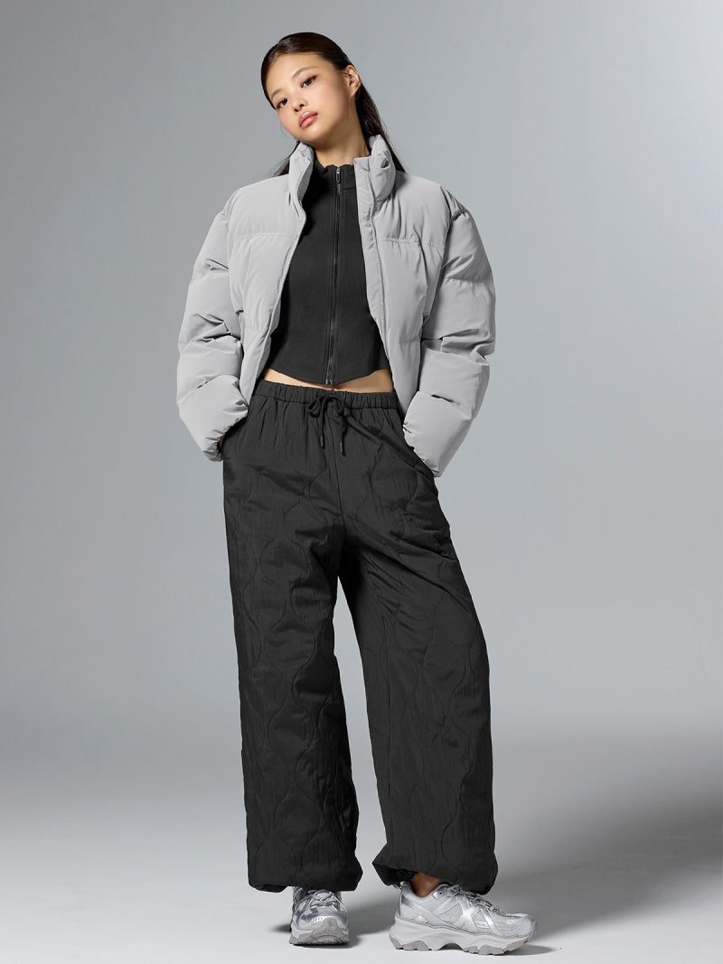 グロッシー クロップド丈 パフジャンパー