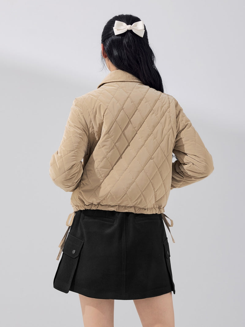 レザーライク アウトポケット キルティング ジャンパー