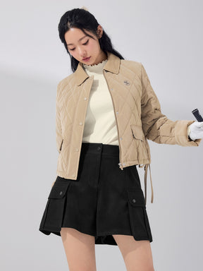 レザーライク アウトポケット キルティング ジャンパー