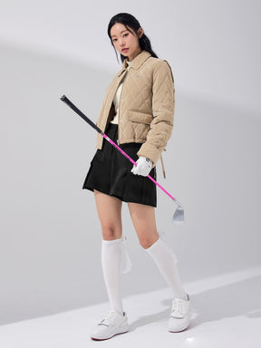 レザーライク アウトポケット キルティング ジャンパー