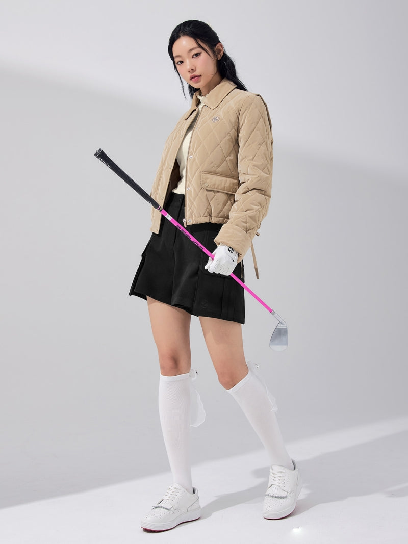 レザーライク アウトポケット キルティング ジャンパー