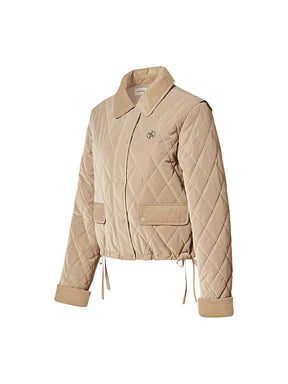 レザーライク アウトポケット キルティング ジャンパー