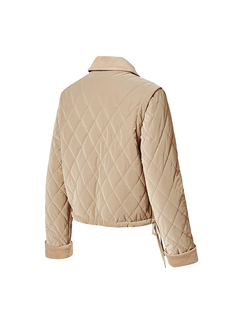 レザーライク アウトポケット キルティング ジャンパー