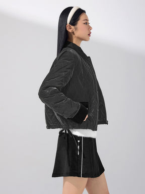 レザーライク アウトポケット キルティング ジャンパー