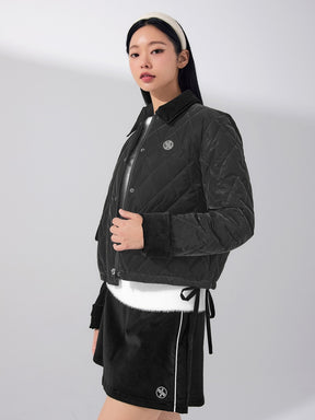 レザーライク アウトポケット キルティング ジャンパー