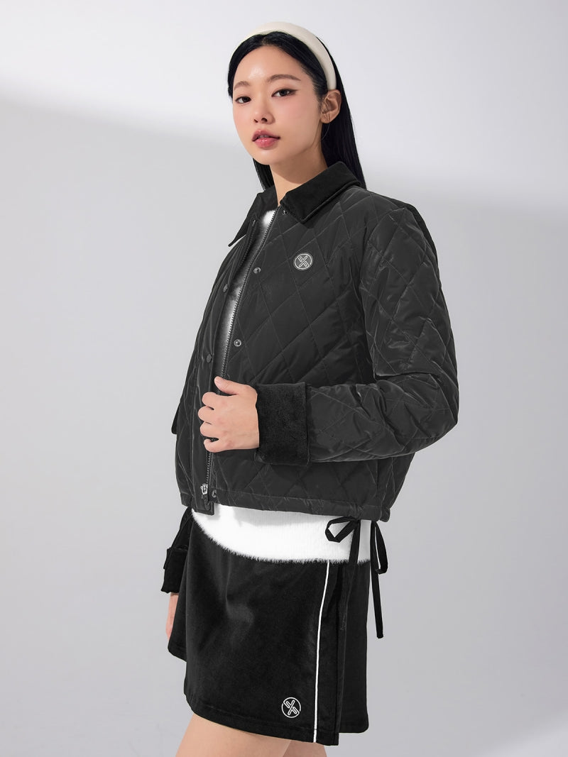 レザーライク アウトポケット キルティング ジャンパー