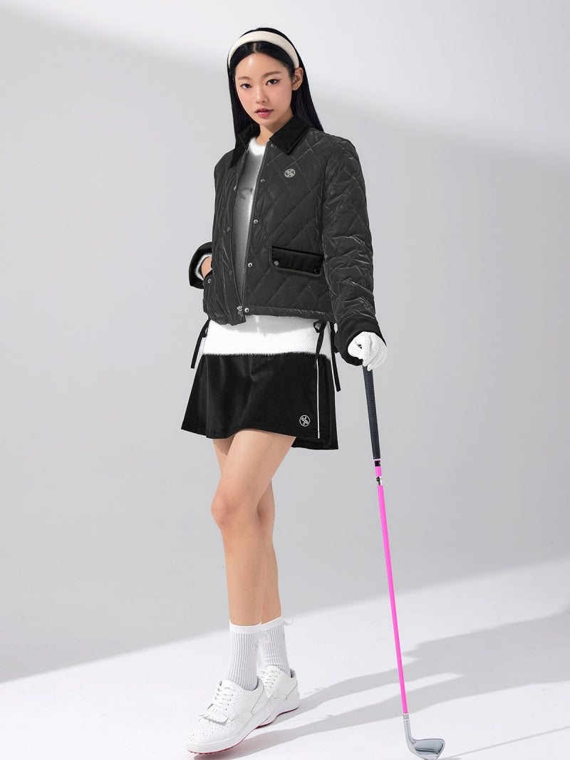 レザーライク アウトポケット キルティング ジャンパー