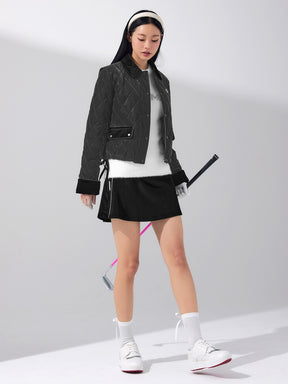 レザーライク アウトポケット キルティング ジャンパー