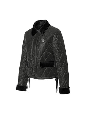 レザーライク アウトポケット キルティング ジャンパー