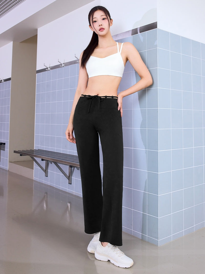 BLACK LABEL シグネチャー パワーライズ 裏起毛 ドローコード ワイドレギンス