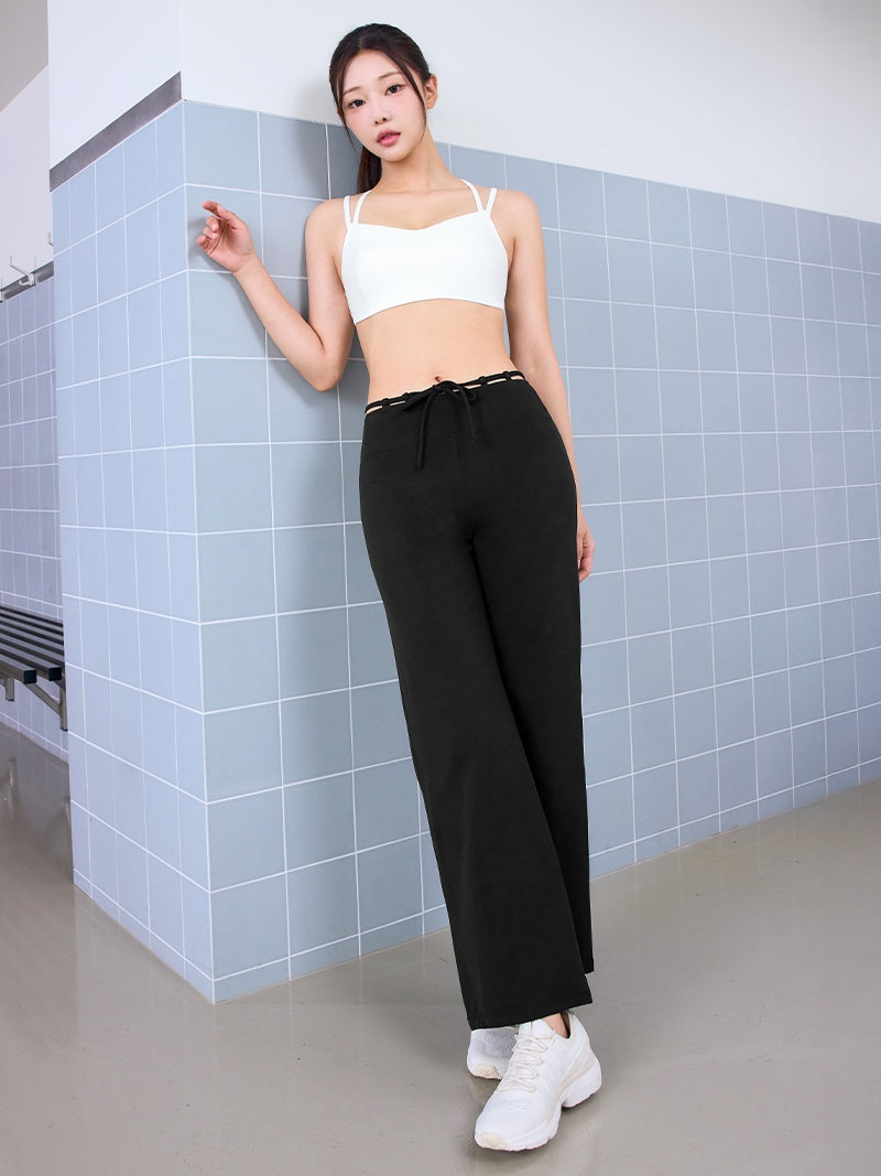 BLACK LABEL シグネチャー パワーライズ 裏起毛 ドローコード ワイドレギンス